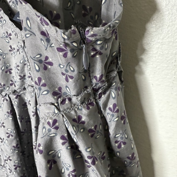 Y2K‎ Gap 100% Silk Babydoll Dress Gray Purple Floral Women's 6 Feminine Ruffle - Picture 5 of 11